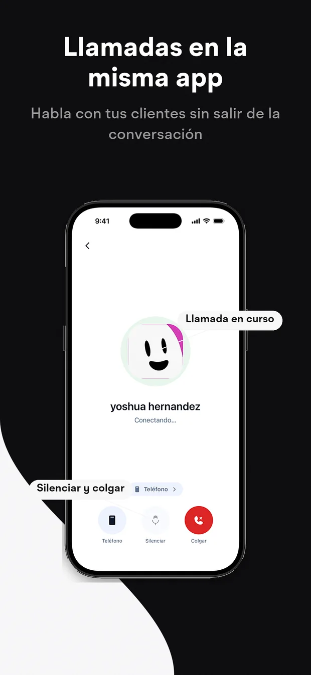 Llamadas dentro de la app, sin salir de la conversación.