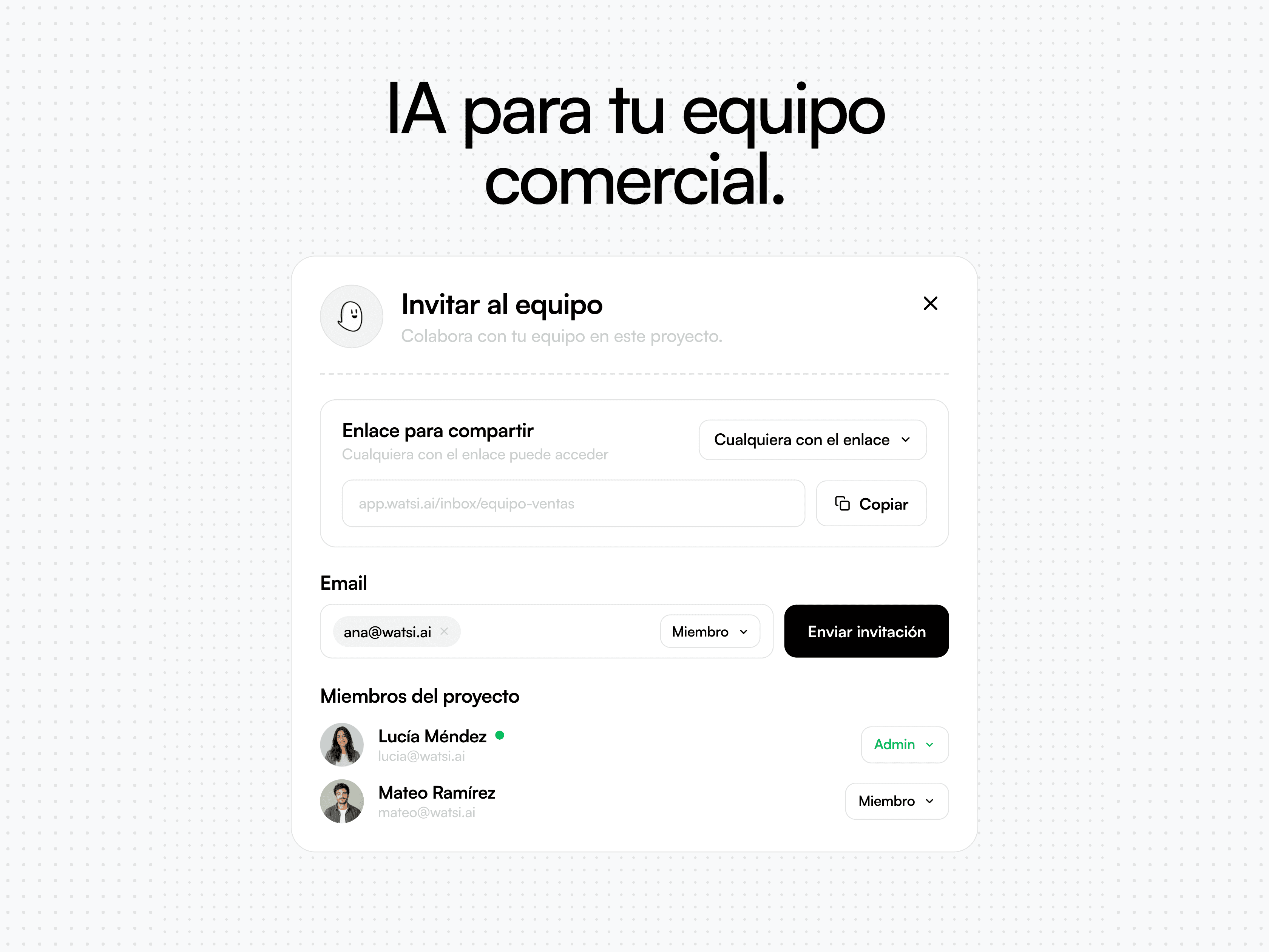 Dashboard de watsi con conversaciones, embudos y métricas de clientes