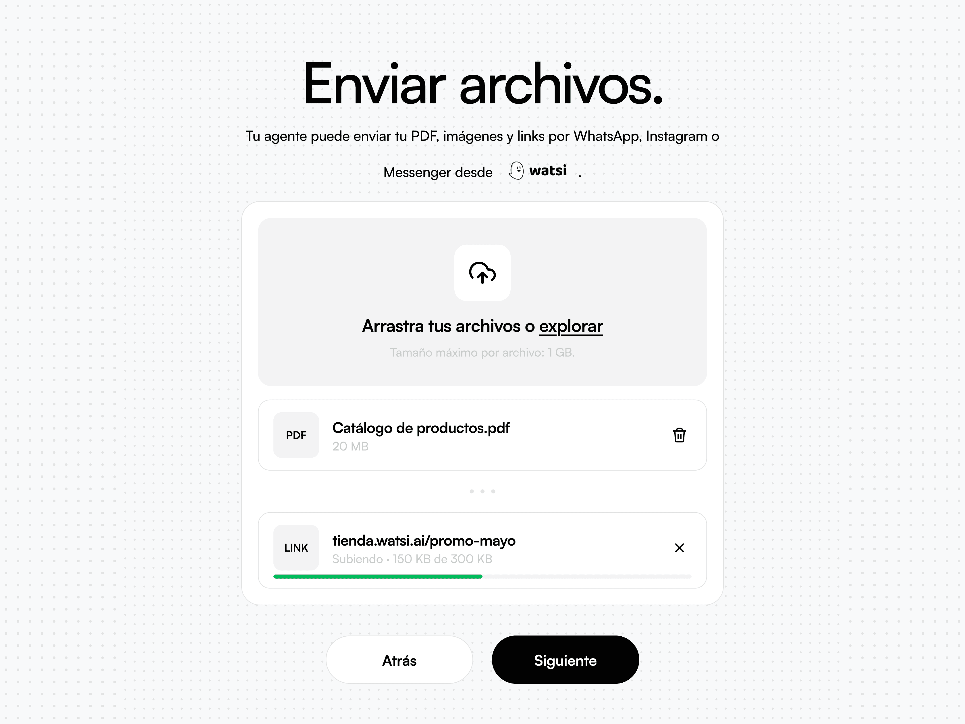 Playground de watsi para probar y ajustar el agente antes de publicarlo
